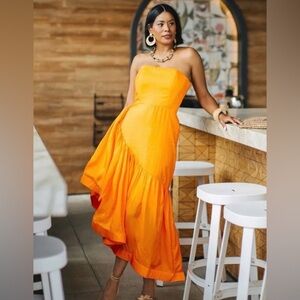 Anthropologie “Let Me Be” Strapless Asymmetrical Dress size Medium